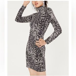 Mock-Neck Python Print Dress